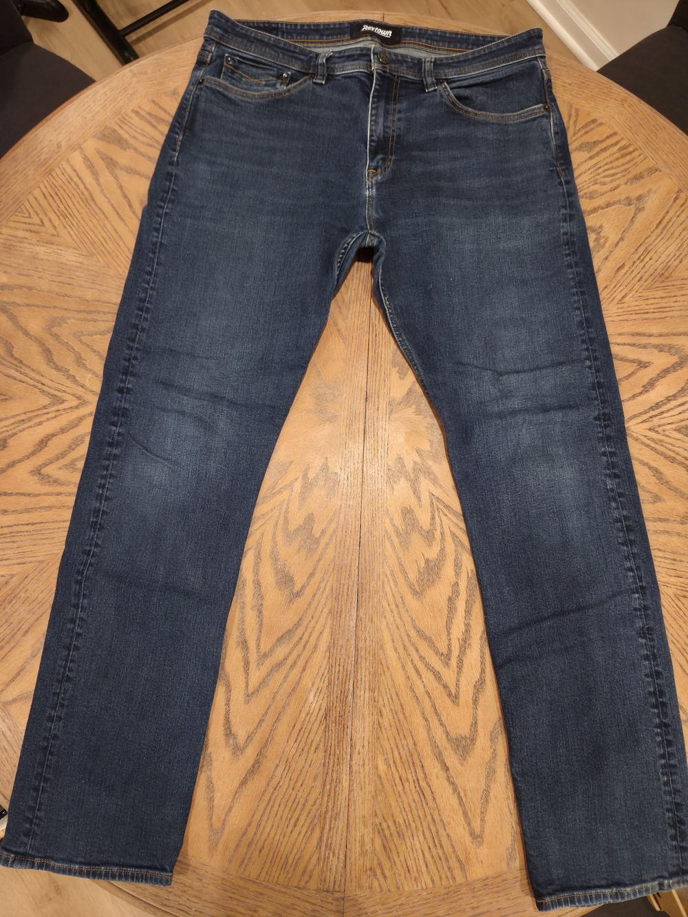 Revtown Sharp Decade Denim Jeans Mens 36x34 Slim Straight Stretch Dark Wash